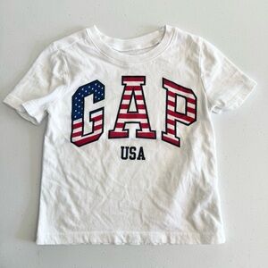 Baby GAP Kids White Tee with American Flag USA Letters Size 2T